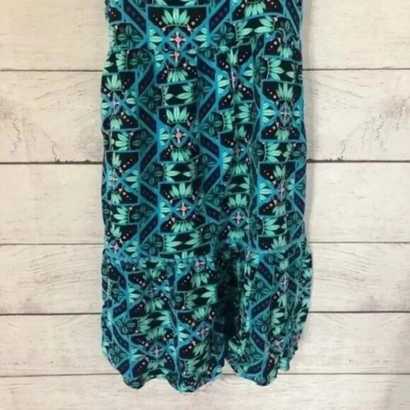 Justice Limited Too Blue & Green Geometric Print Spaghetti Strap Summer Dress 14 - Picture 4 of 6